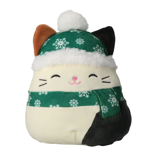 Squishmallows 7" Cam The Holiday Cat Plush Toy - Green - Includes Stickers