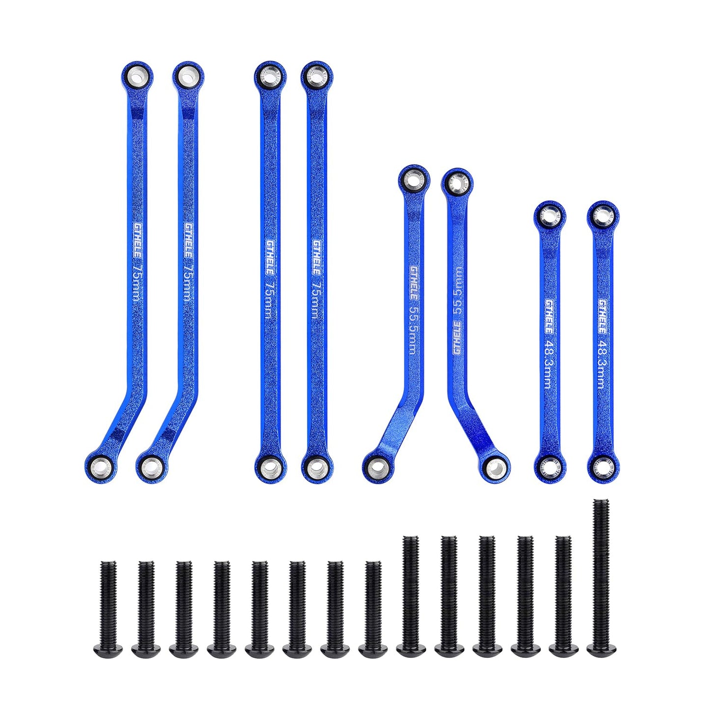 GTHELE High Clearance 4 Links Set Aluminum Linkage for Traxxas 1/18 TRX4M K10 F-150 Upgrade Parts RC Crawler Car (Dark Blue)