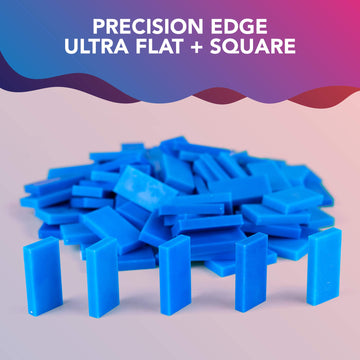 Bulk Dominoes Plastic Bulk 100pcs - Building and Stacking and Chain Reaction Toppling STEAM Toy Blocks for Kids (Blue)