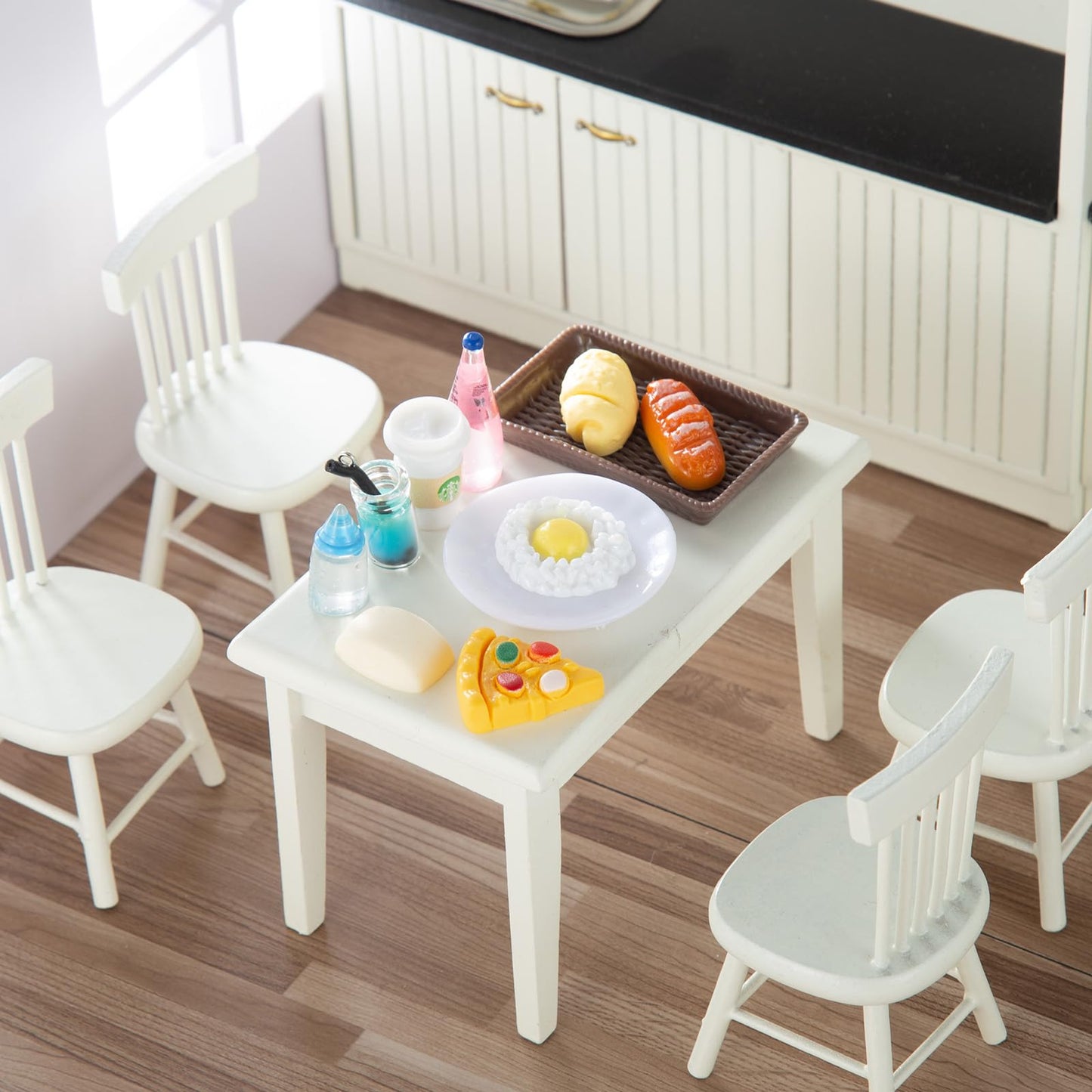 152Pcs Miniature Bakery Cake Stand Display Cabinet With Food Set Mini Counter Toy Supermarket Shelf Dessert For 1:12 Doll House