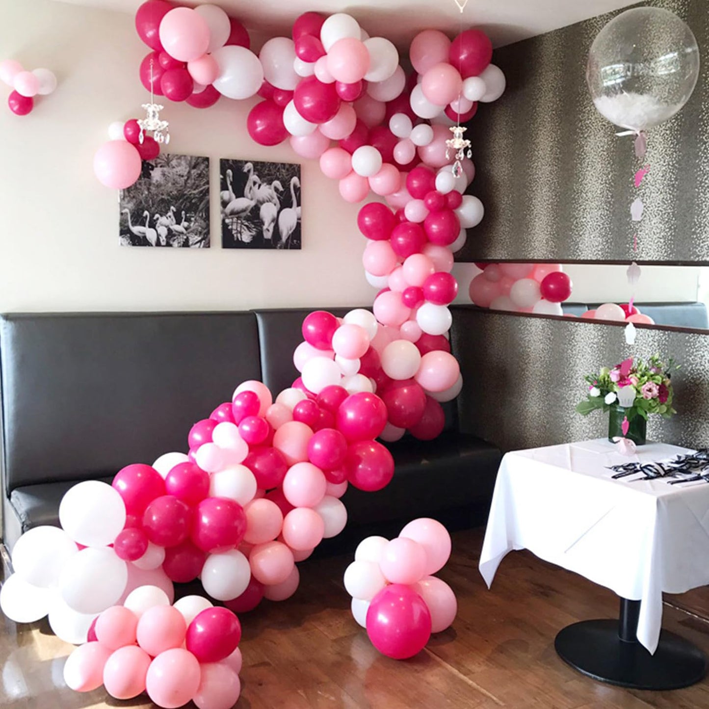 Paready Hot Pink Balloons Set - 60 Pcs 12" Latex & Confetti Balloons for Birthday, Wedding, Baby Shower, Valentine's Party Decorations