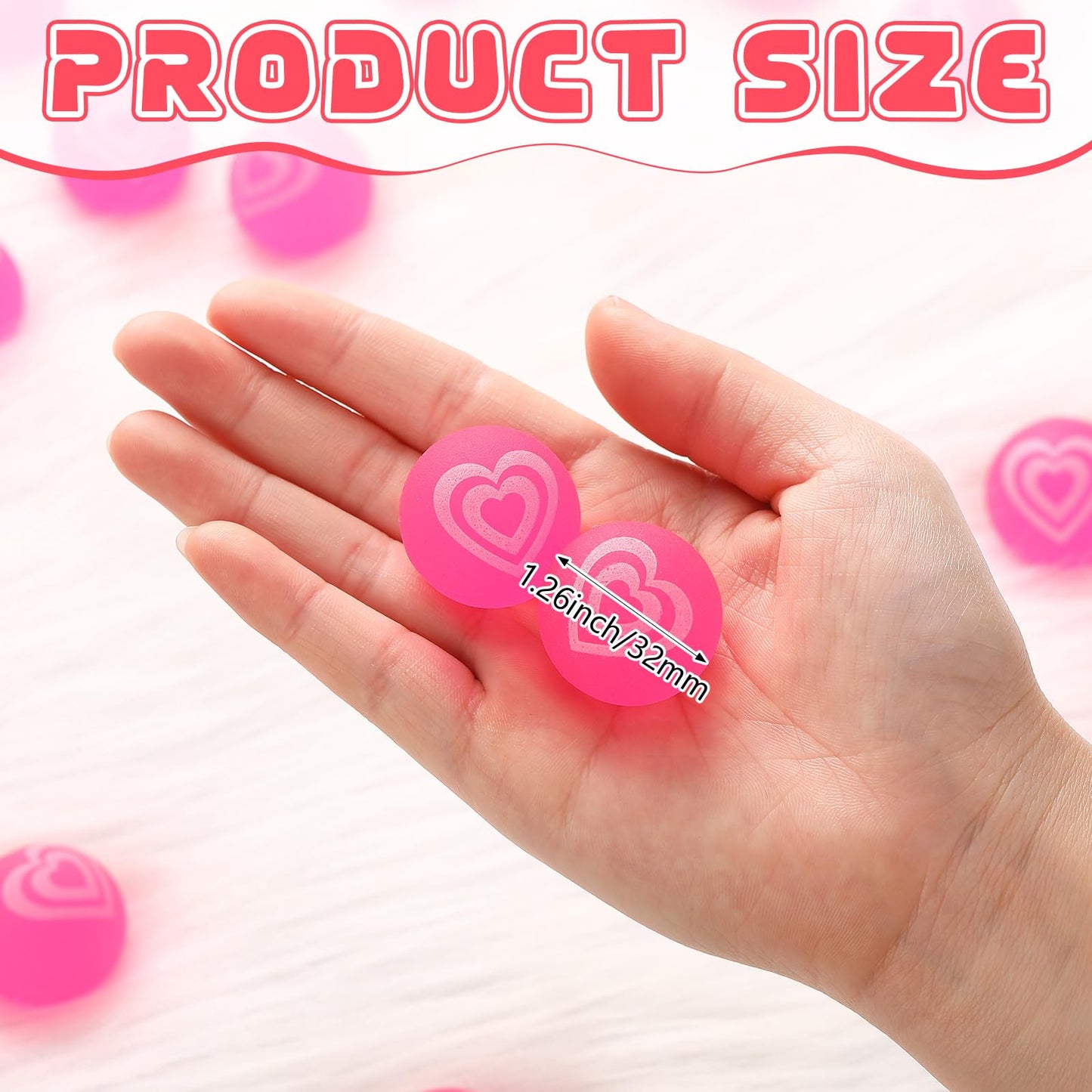 Leitee 30 Pcs Valentines Bouncy Balls 32 Mm Valentines Day Party Favors Glow In The Dark Heart Shaped Stress Relief Fidget Toys