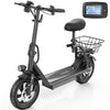 Caroma Peak 1200W Electric Scooter with Seat 30 Miles Range 20Mph Max Speed 12 Tire Foldable Electric Scooter for mature-themed 265lb Max Load(Black)