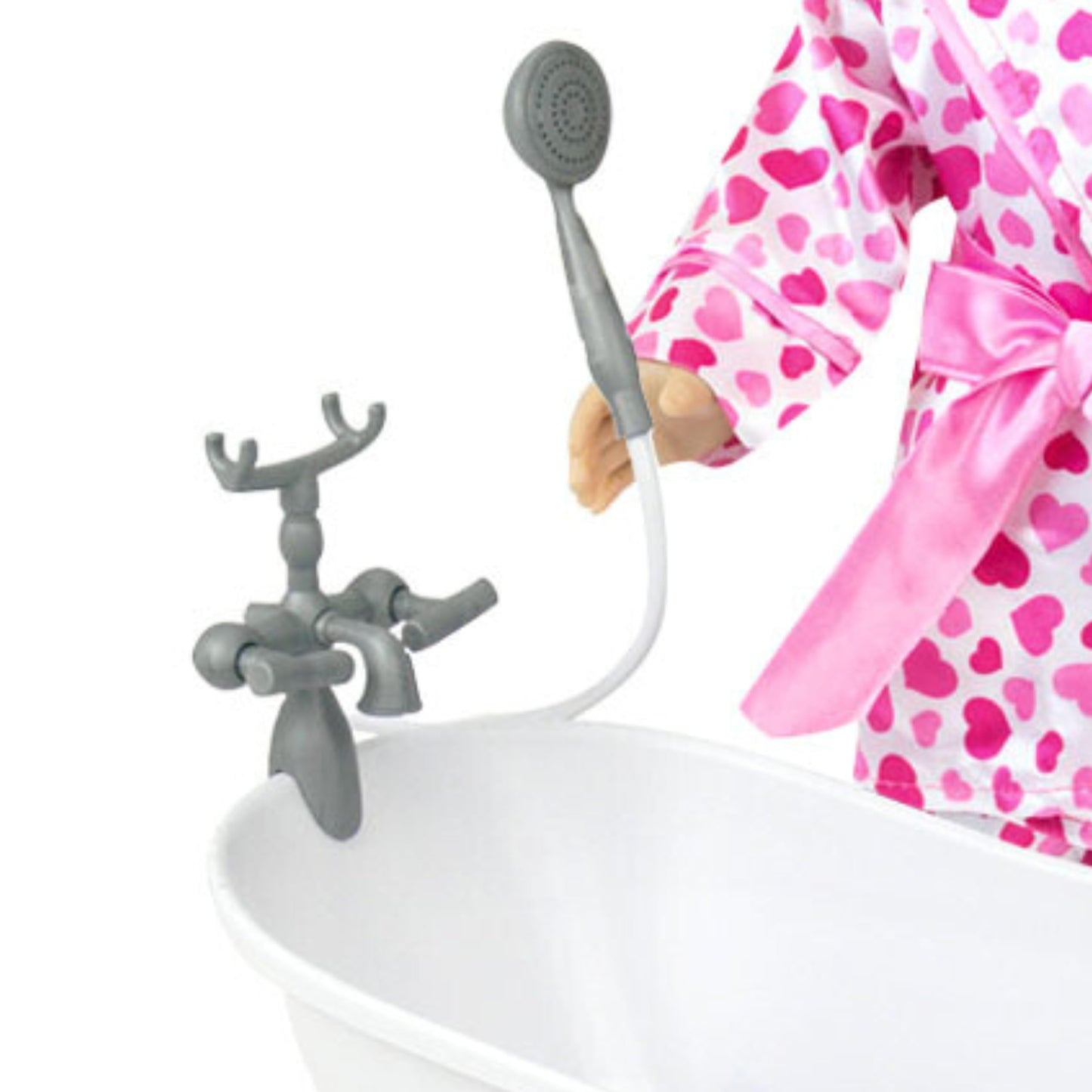 Sophia'S Classic White Clawfoot Bathtub With Handheld Shower Head And Faucet Furniture Set For 18' Dolls, White/Silver