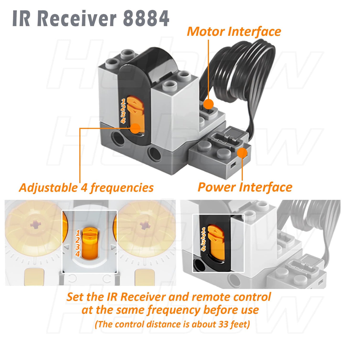 Habow 24Pcs Power-Function Technic-Parts Kit M/L/Xl Motor Ir Remote Control Aa-Battery-Box-8881 Ir Receiver Extension Wire Light