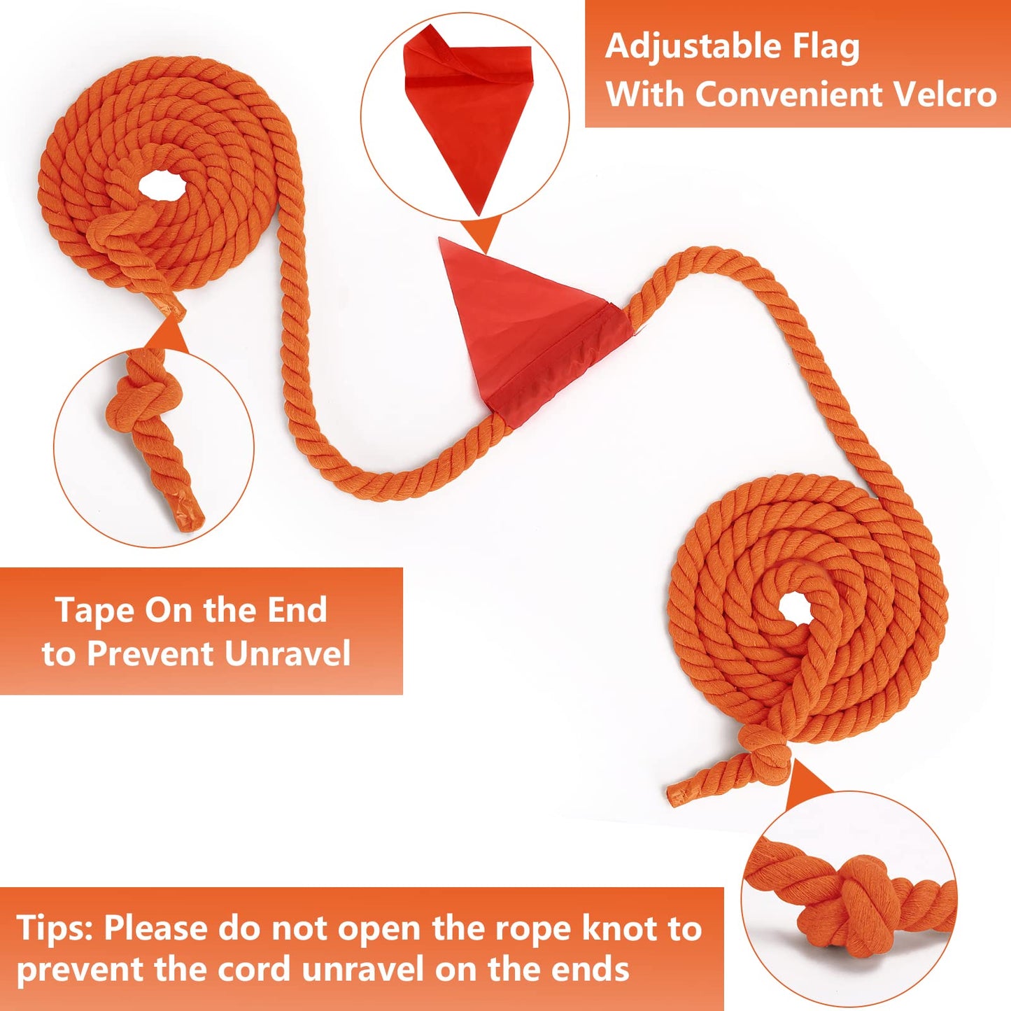 Cwlakon Field Day Games Tug Of War Rope Outdoor Games For Kids, Teens And Adults, Family Reunion Birthday Party Outside Yard Picnic Games For Team Building Activities, 20 Feet, Orange