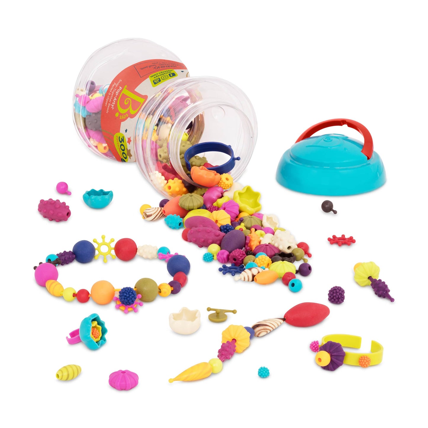 B. Toys – Pop Arty! 300 Pcs- Jewlery Making Kit- Creative Pop Snap Bead Set For Kids –Diy Craft Jewelry Making Kit –Necklaces, Rings, Bracelets – 4 Years +