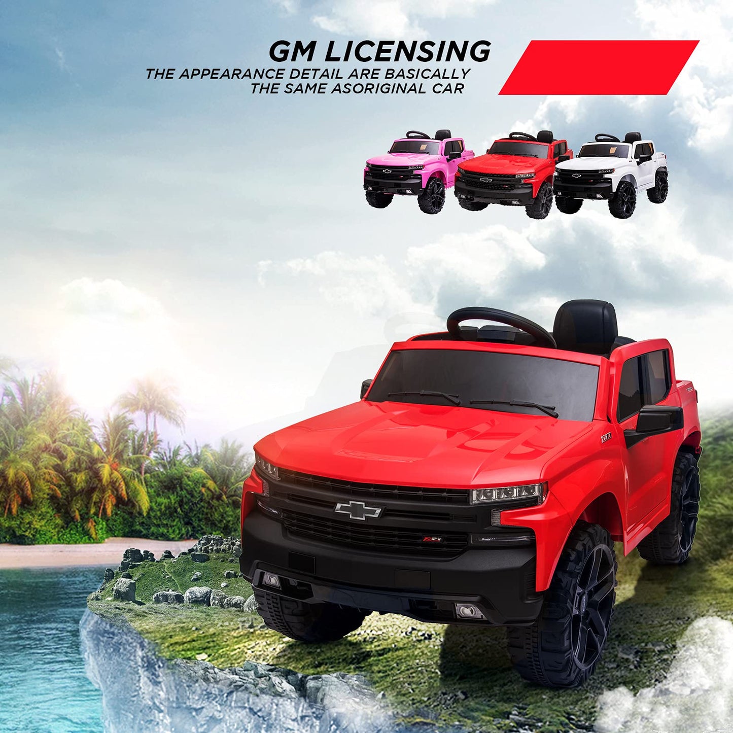 12V Ride On Car, Battery Powered Licensed By Chevrolet Silverado Gmc Kids Ride On Truck, Toddler Electric Vehicles Toys W/Remote