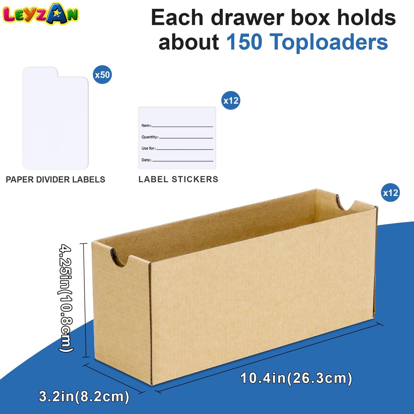 Leyzan Card Storage Box For Toploader, 12 600 Count Cardboard Trading Card Organizer Box With Dividers For Sports Tcg Mtg, Brow