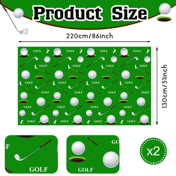 Golf Tablecloth Golf Party Decorations Golf Themed Party Supplies Rectangle Plastic Disposable Golf Table Cover Golf Decorations For Birthday Party Picnic Sport Events, 86 X 51 Inch (2 Piece)