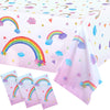 Rainbow Tablecloths Disposable Plastic Rainbow Waterproof Table Cover Rectangular Rainbow Clouds Fiesta Carnival Table Covers Fo