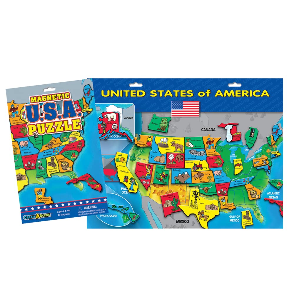 Create-A-Scene - USA Puzzle Magnetic Playset - Portable Mess-Free Magnet Activities - Creative Fun - Ages 3+