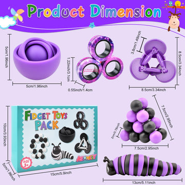 Fidget Toys Kids Pack, Autism Sensory Toys Set For Adults, Fidget Spinner Slug Magnetic Rings, Cool Gadget For Girls Boys Teens