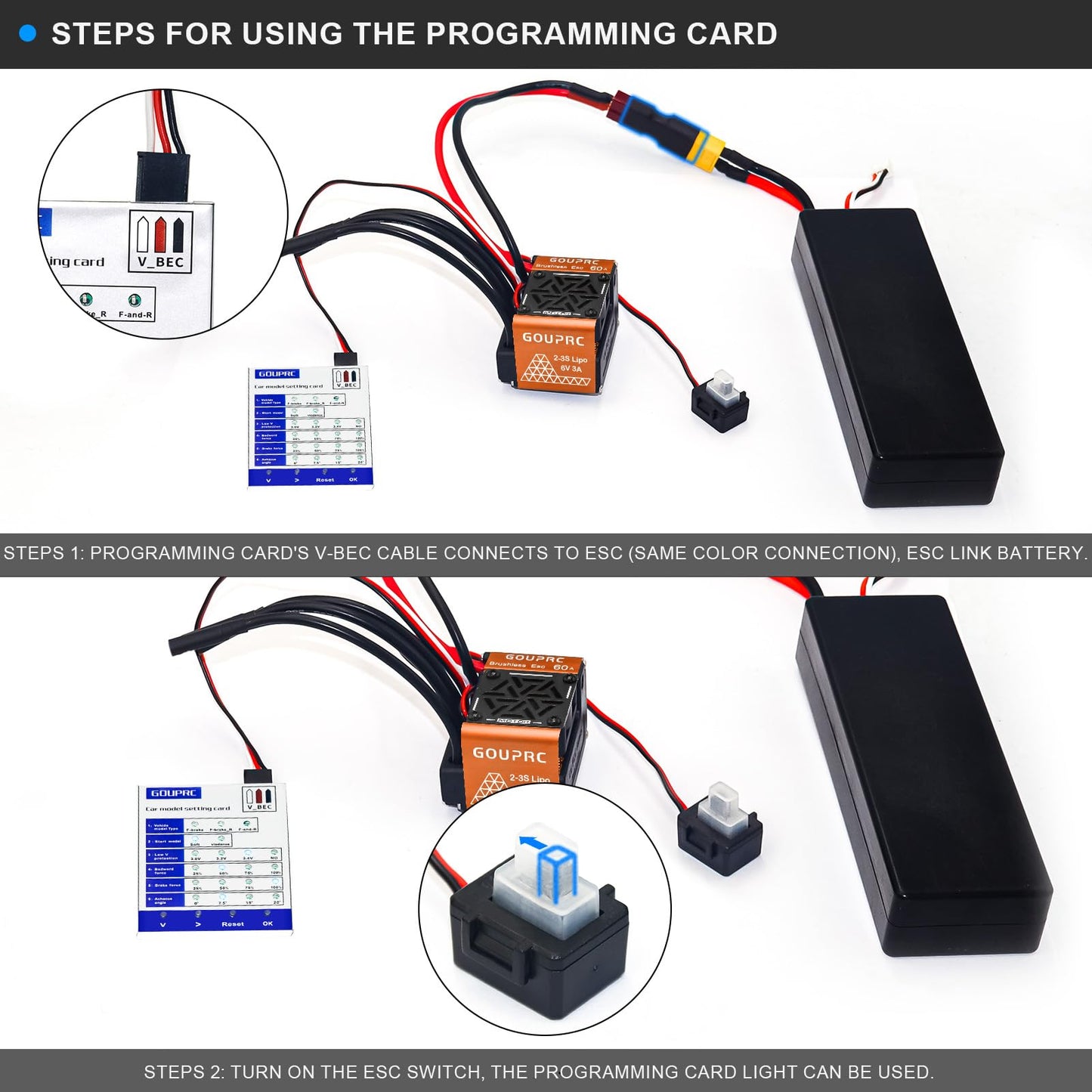 Gouprc Bl3655 3800Kv Brushless Motor Shaft 3.175Mm Diameter With Upgrade Gen-2 60A Brushless Esc Electric Speed Controller Combo