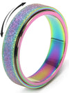 Mhwtty Anxiety Fidget Spinner Ring - Adults Rainbow Stainless Steel