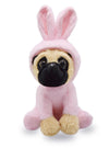 YONLIT Adorable Pug Stuffed Animal Dressed in a Pink Bunny Outfit, Super Cute and Soft Plush Puppy for Easter Gifts or Dog Lover