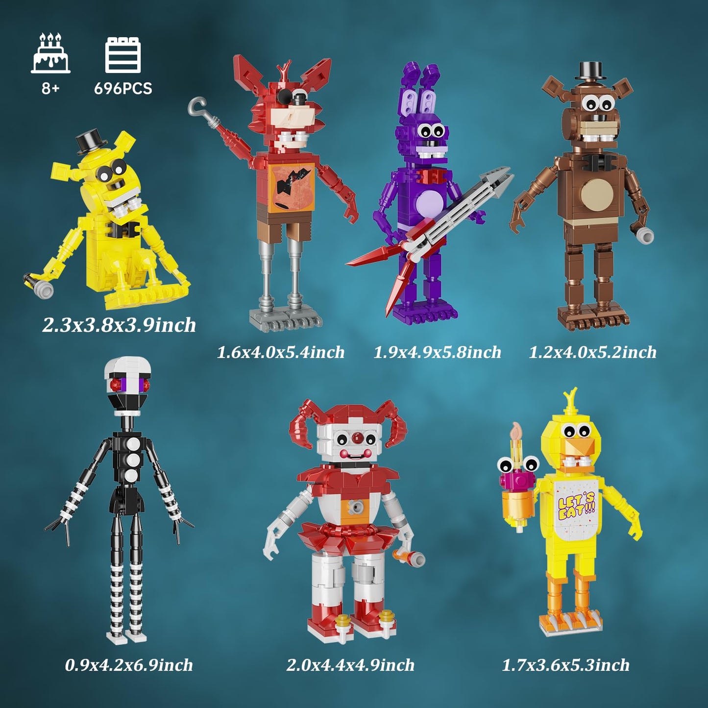Five Nights Security Breach Building Block Toy 7 In 1, Fighting Monster Action Figure Diy Model, Compatible With Lego, Suitable