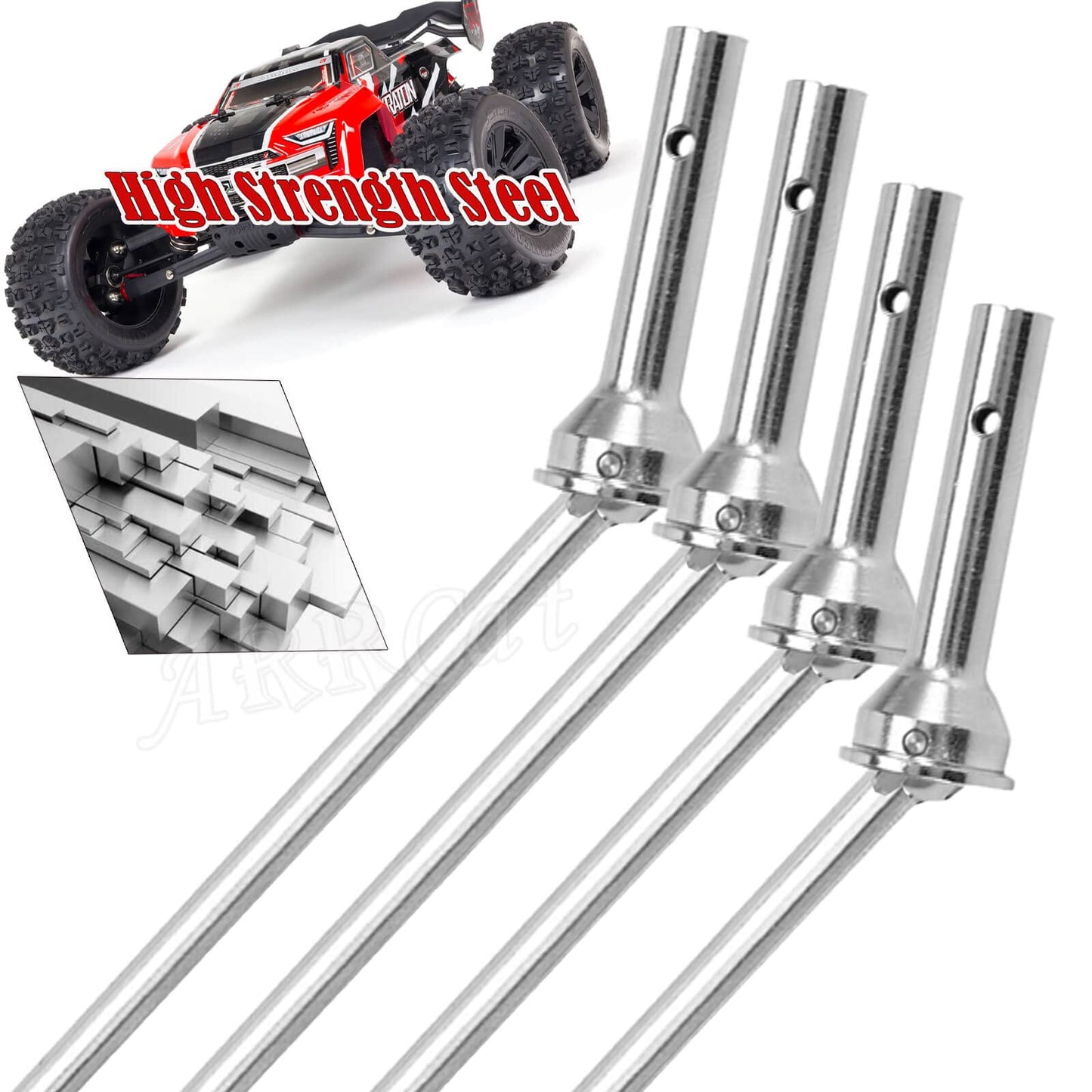Drive Shaft Axles Upgrades Part for 1/8 Arrma Outcast 6S BLX/Kraton 6S BLX/Notorious 6S BLX,ARRCat 4pcs Front Rear Harden Metal