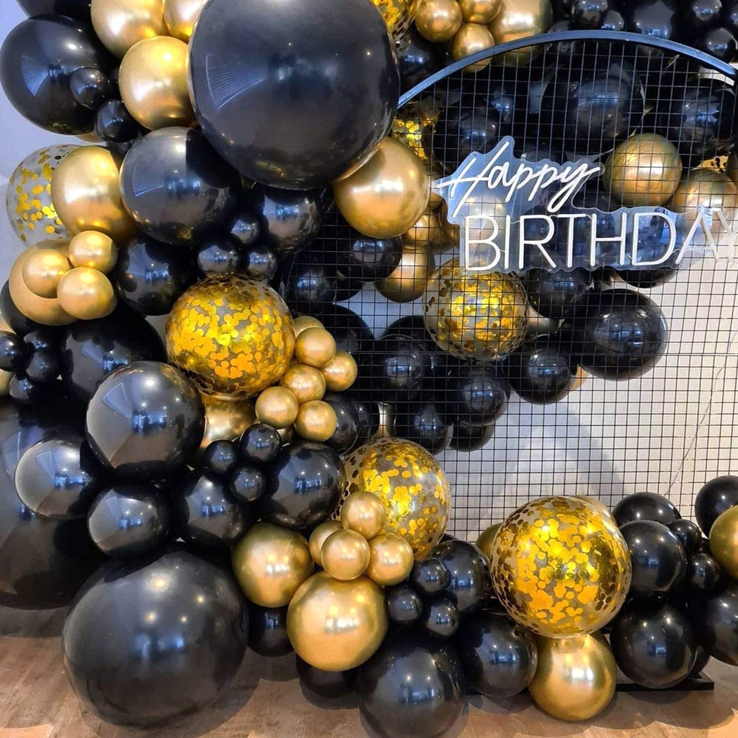 Black Balloon Garland Arch Kit 100 Pack 18/12/10/5 Inch Black Latex Balloons Different Sizes Party Balloon For Halloween Christm