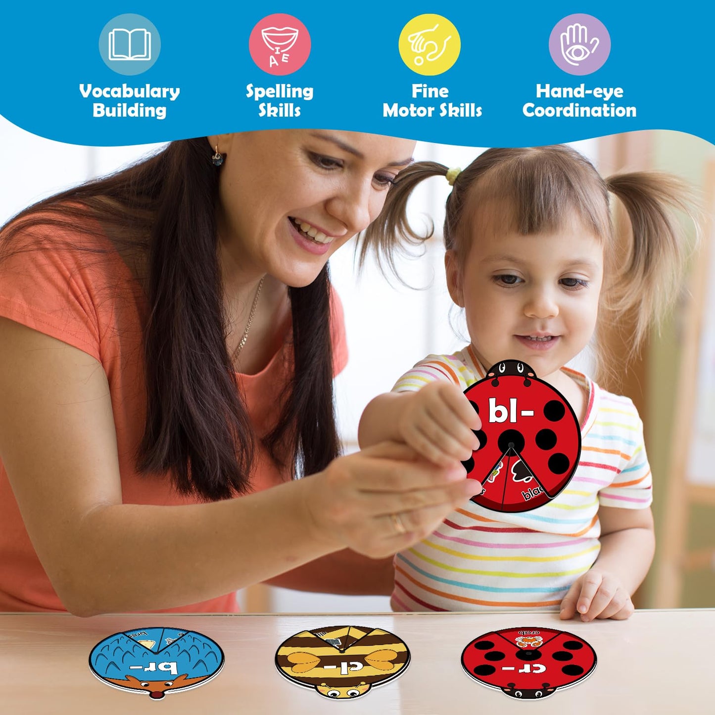 Kasfalci Blends & Digraphs Cards, Phonics Games,Speech Therapy Toys For Toddlers Kids,Learn To Read, Spelling Reading Learning S