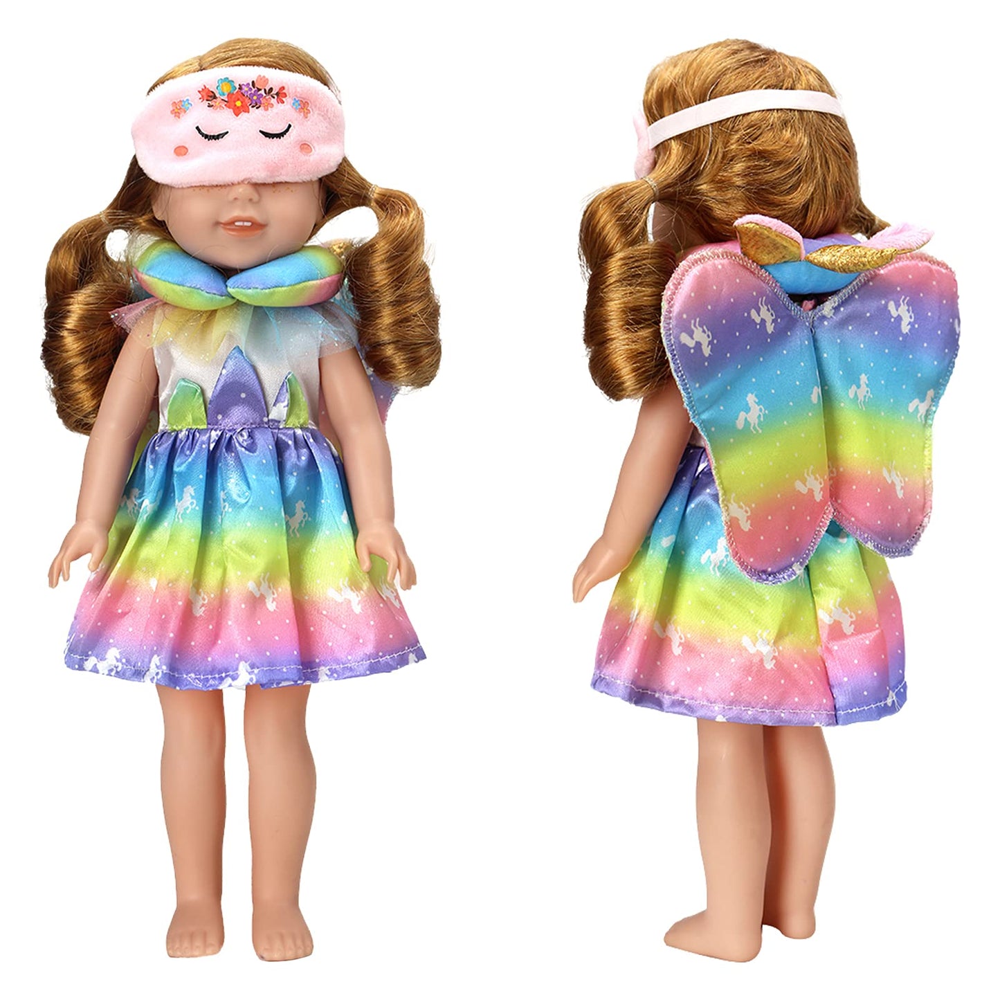 Sotogo 4 Pieces 14 To 14.5 Inch Girl Doll Clothes Doll Sleeping Bag For American Wellie Doll Wishers Doll Include Unicorn Sleepi