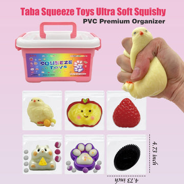 Taba Mega Squishy Toys 6-Piece Set - Giant Ultra-Soft Slow-Rise Kawaii Stress Relief for Kids & mature-themeds Big Hamster Huge Strawberry Jumbo Cat Paw Mega Chick Cute Cat & Cookie with Storage Case
