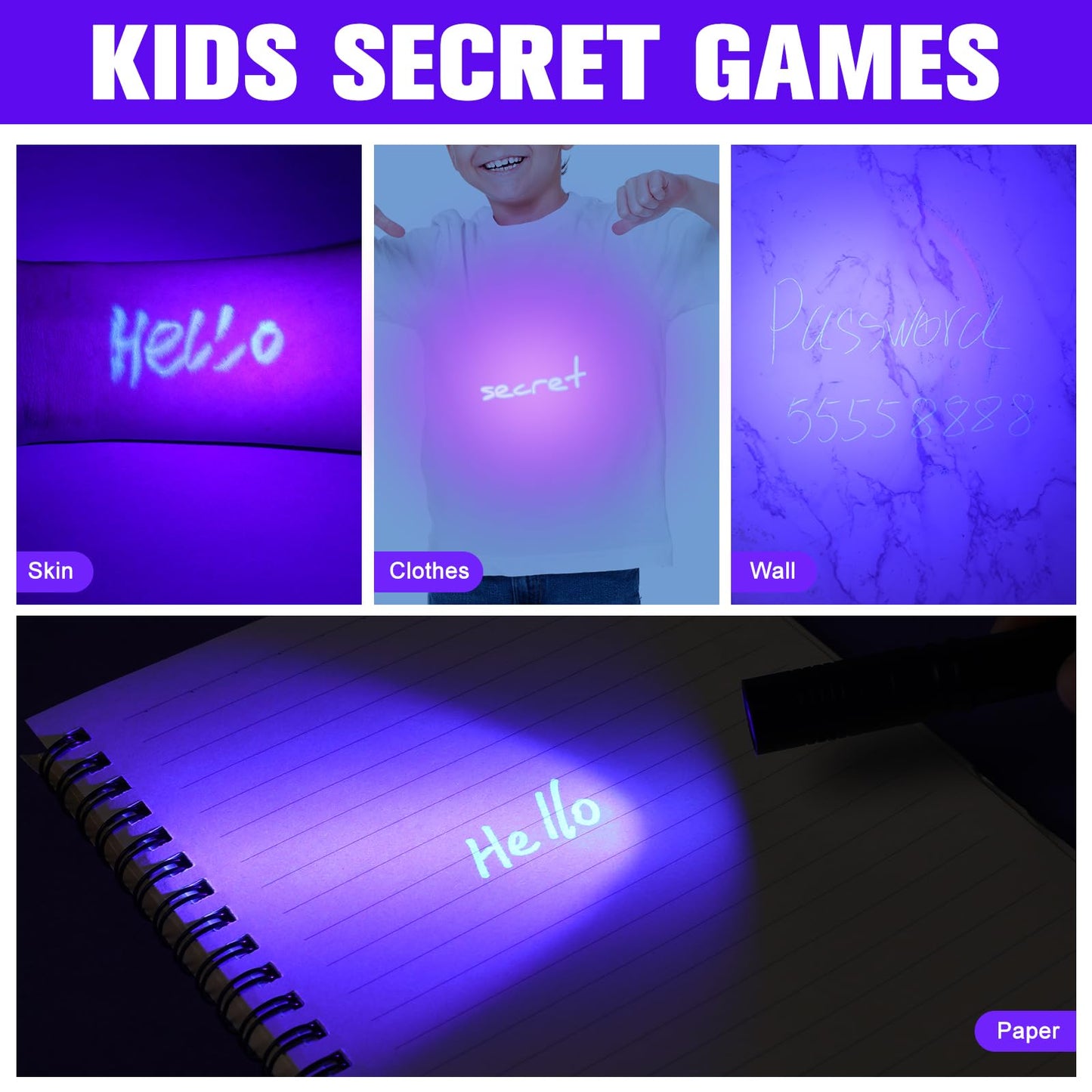 Tegeme 12 Invisible Ink Pen Set 6 Invisible Marker 6 Mini UV Flashlights Black Light Markers Disappearing Ink Pen for Secret Not