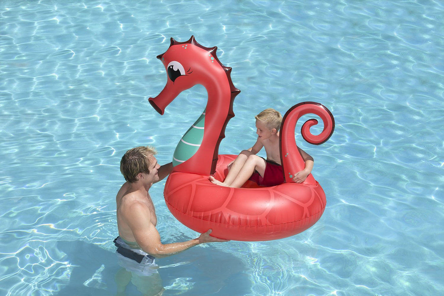 Poolmaster 48-Inch Inflatable Swimming Pool Party Float, Seahorse, Coral