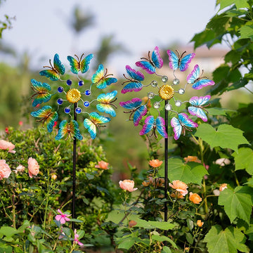Viveta 2Pack Garden Wind Spinners,Outdoor Metal Butterfly Wind Sculpture, Windmill Wind Spinner For Outdoor Yard Patio Lawn & Ga