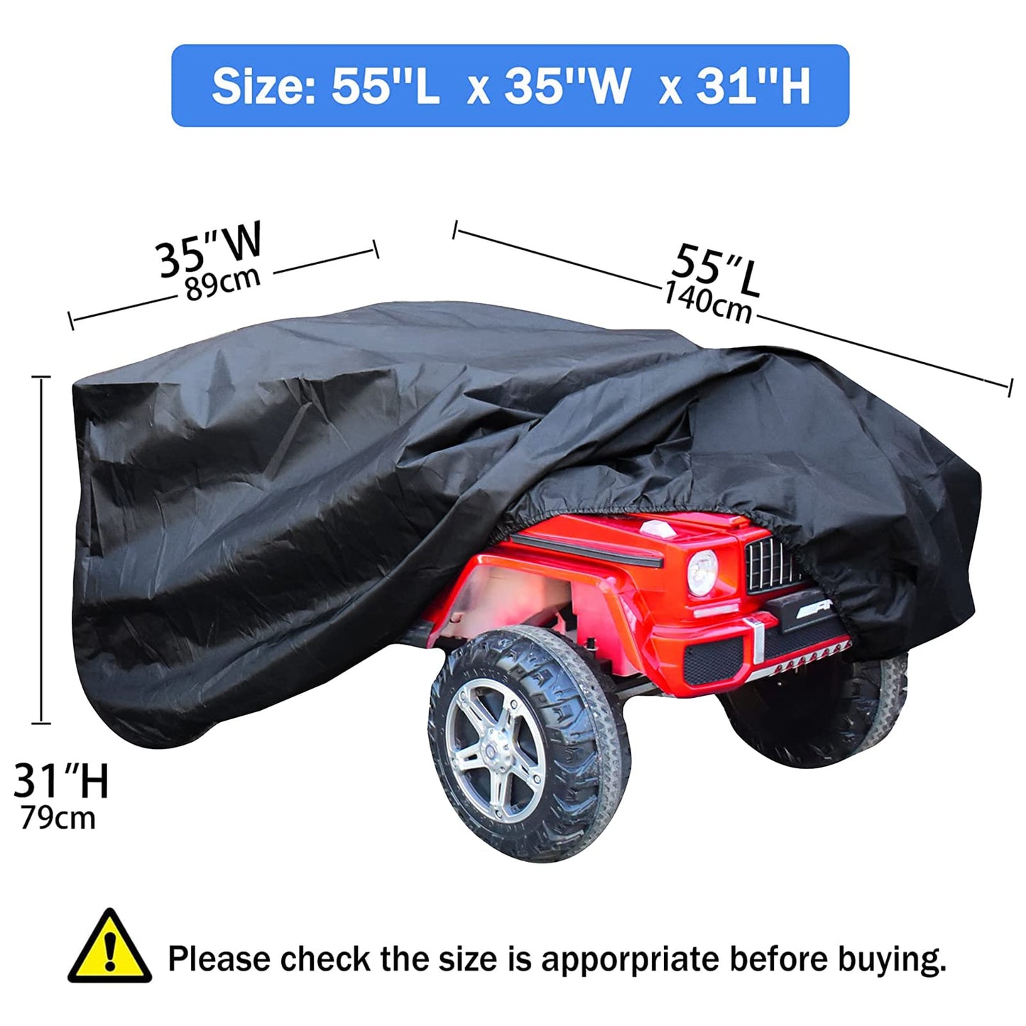 Tohonfoo Kids Ride-On Toy Car Cover, 55 X 35 X 31Inch Outdoor Water Resistant Protection Cover Power Wheels Cover Waterproof For