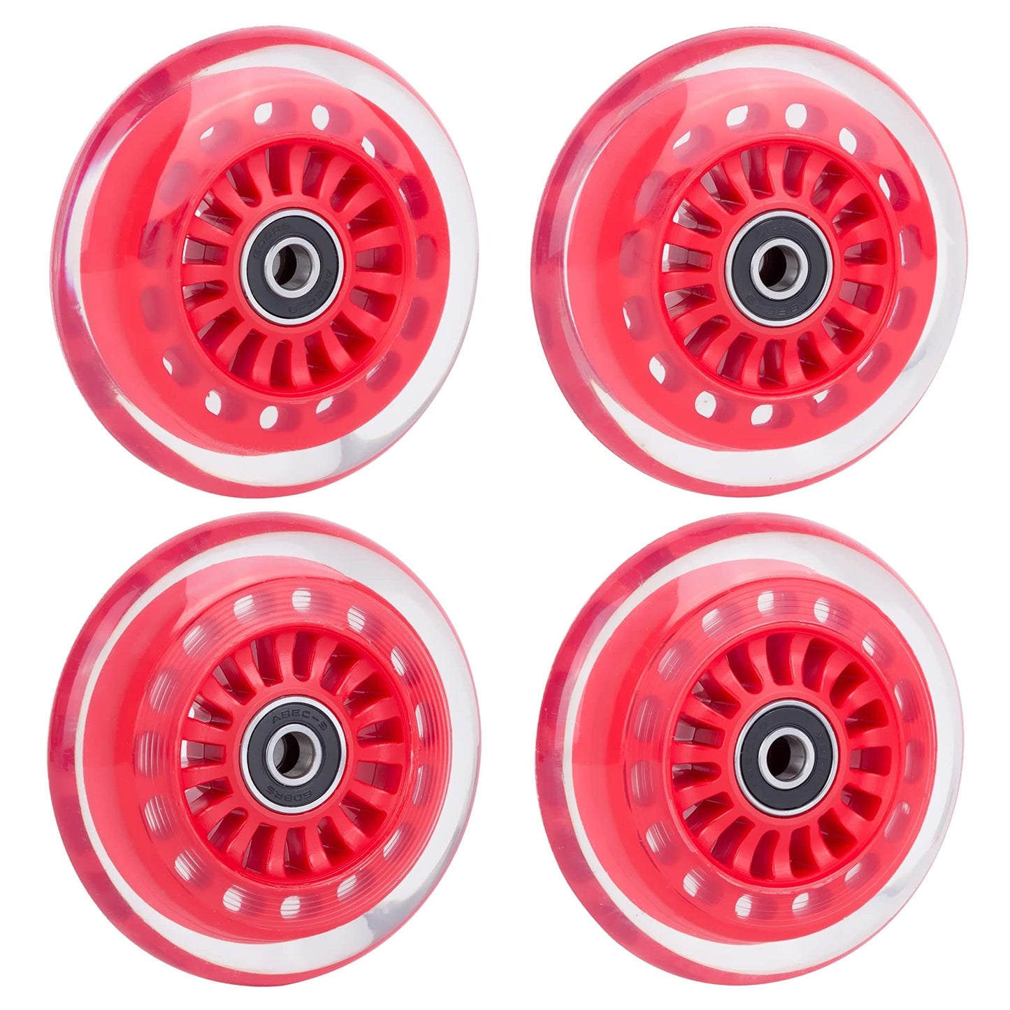 Aowish Ride On Swing Twist Wiggle Car Polyurethane Replacement Wheels W/Bearings Abec-9 (2 Front Wheels With Convex Hub, 2 Rear Wheels With Concave Hub) (Red)