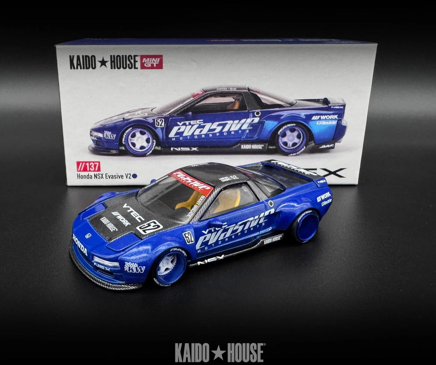 1:64 Scale Diecast Model Car Compatible With Kaido House Honda Nsx Evasive V2 Blue Limited Edition Khmg137