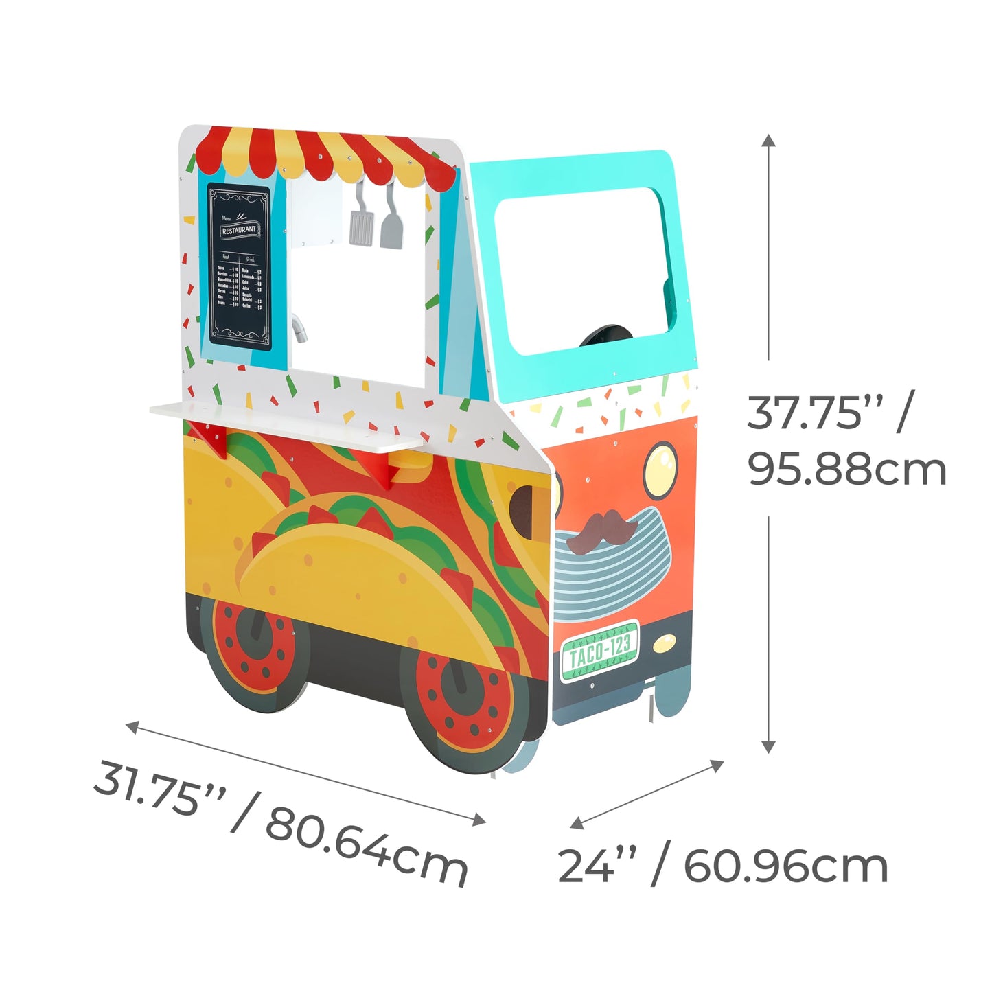 Teamson Kids My Little Helper Kids Play Taco Truck Playset with Accessories, Multicolor