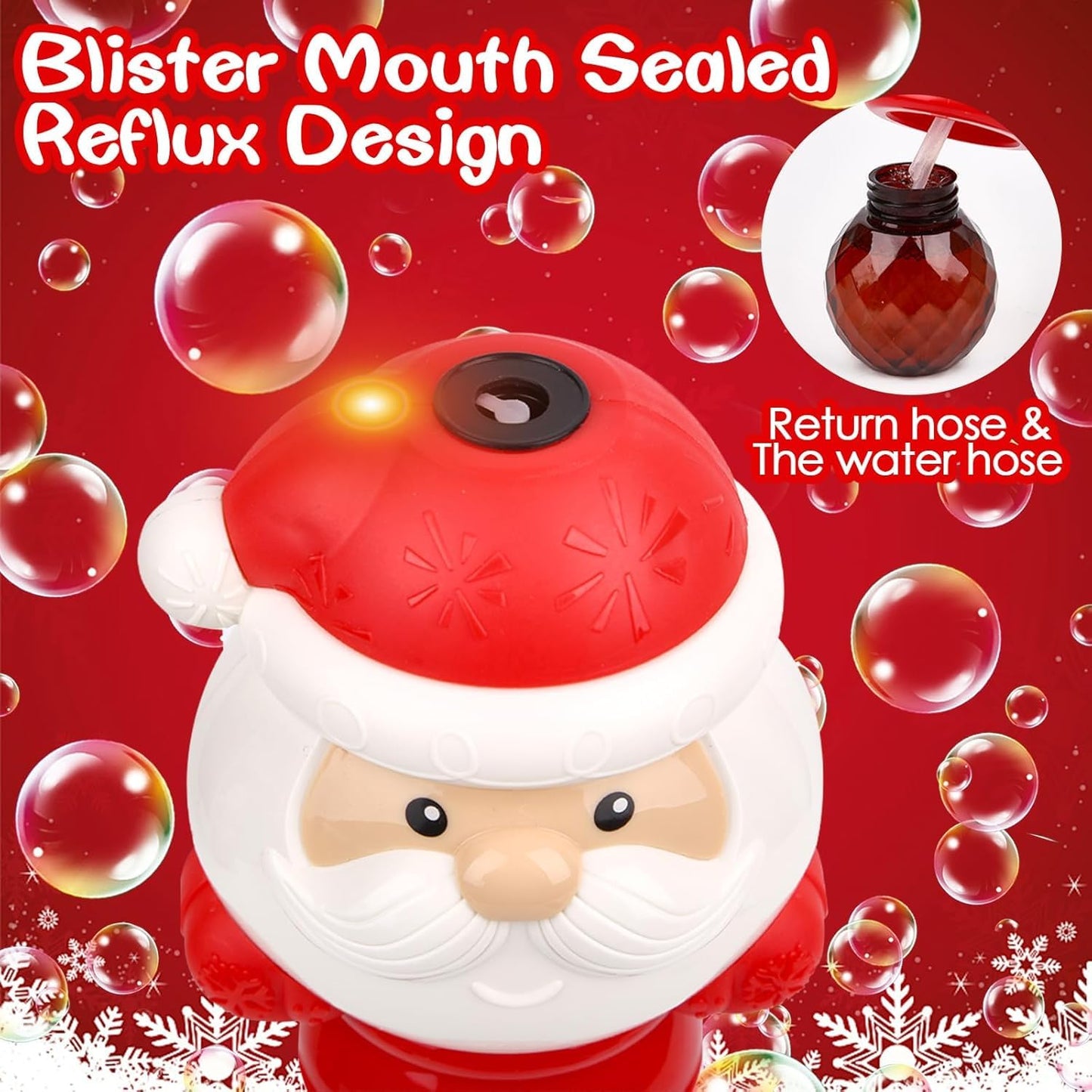 Christmas Bubble Wands Toys For Kids, Musical & Light Up Automatic Bubble Machine Outdoor Maker Blower Christmas Stocking Stuffe