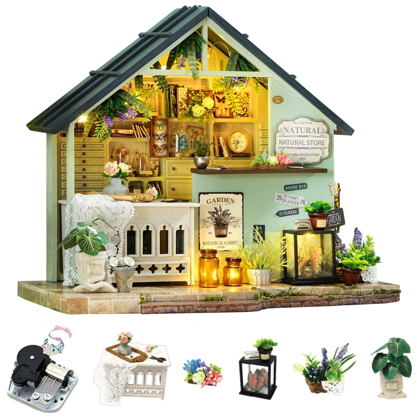 Cuteroom Miniature House Kits For Adults, Mini Dollhouse Wooden Furniture Kit, Diy Craft Kits Creative Room Tiny House For Decor