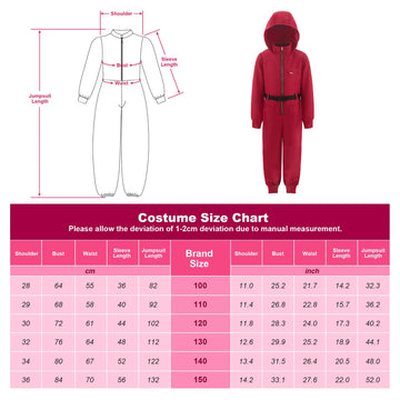 Relibeauty Carnival Cosplay Costume Jumpsuit Halloween Cosplay Kids Red,3T/100