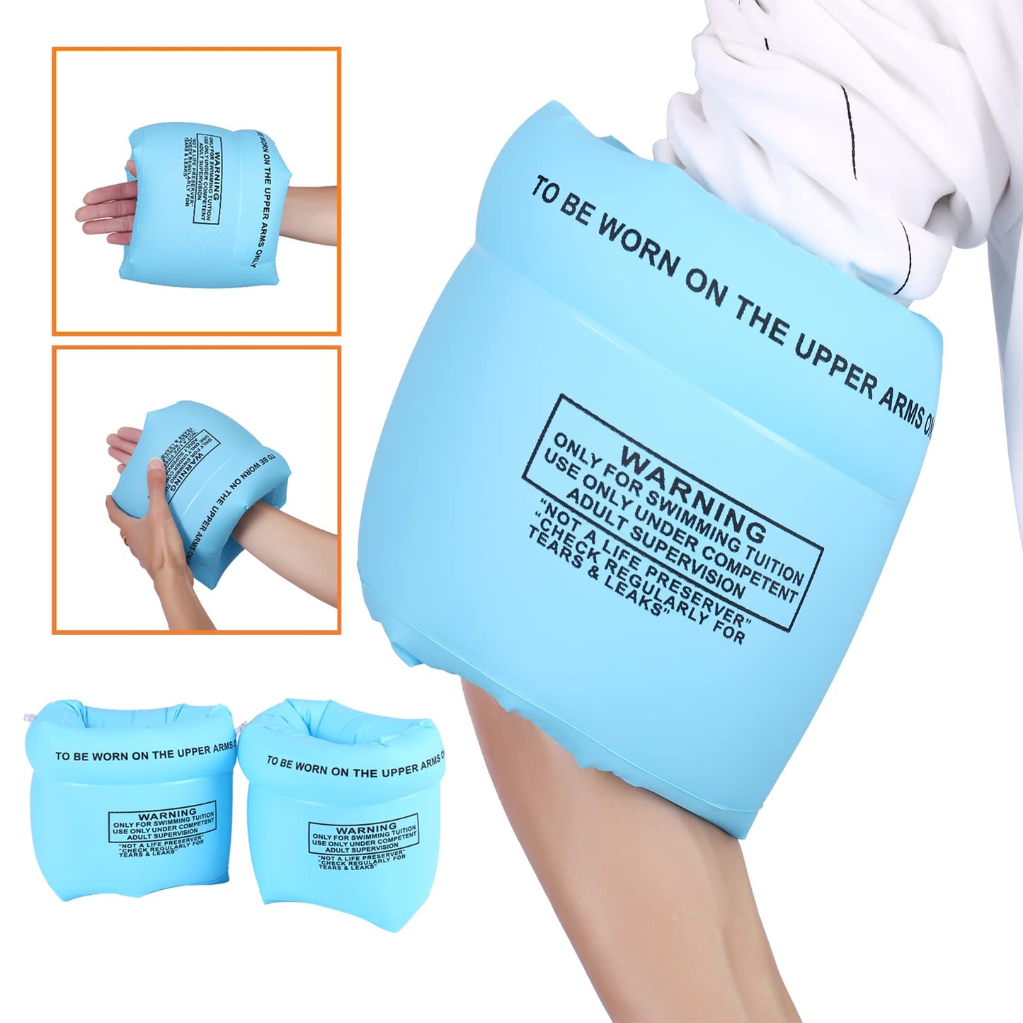 8 Pcs 4 Colors Arm Floaties Inflatable Swim Arm Bands Floater Sleeves Swimming Rings For Kids Toddlers And Adults