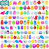 130Pcs Mochi Squishy Toys, Kawaii Squishies, Mini Fidget Toys Bulk For Kids, Party Favors Class Prizes Valentines Day Easter Egg