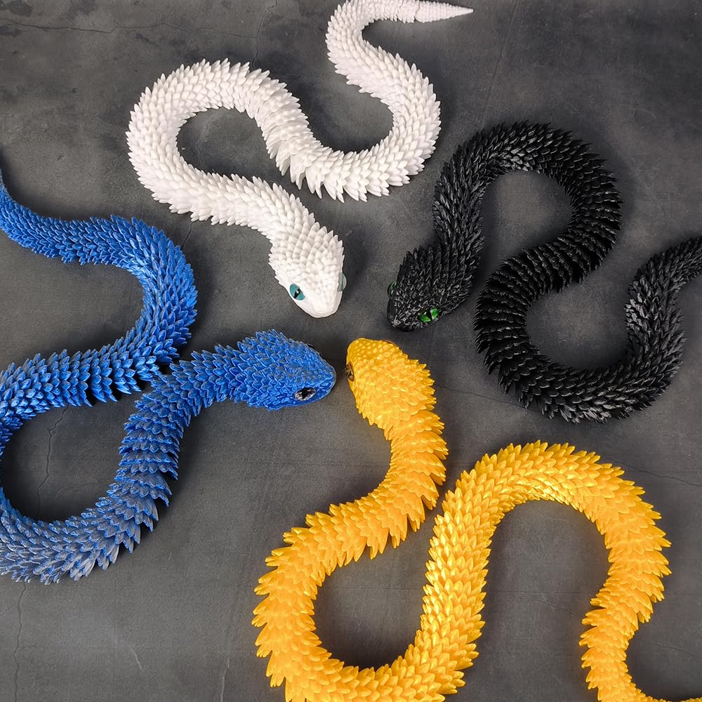 Wuqiren 2Pcs 18'' 3D Printed Snake,3D Printed Animals,Like Movable Snake Realistic Slithering Design (Black And White)