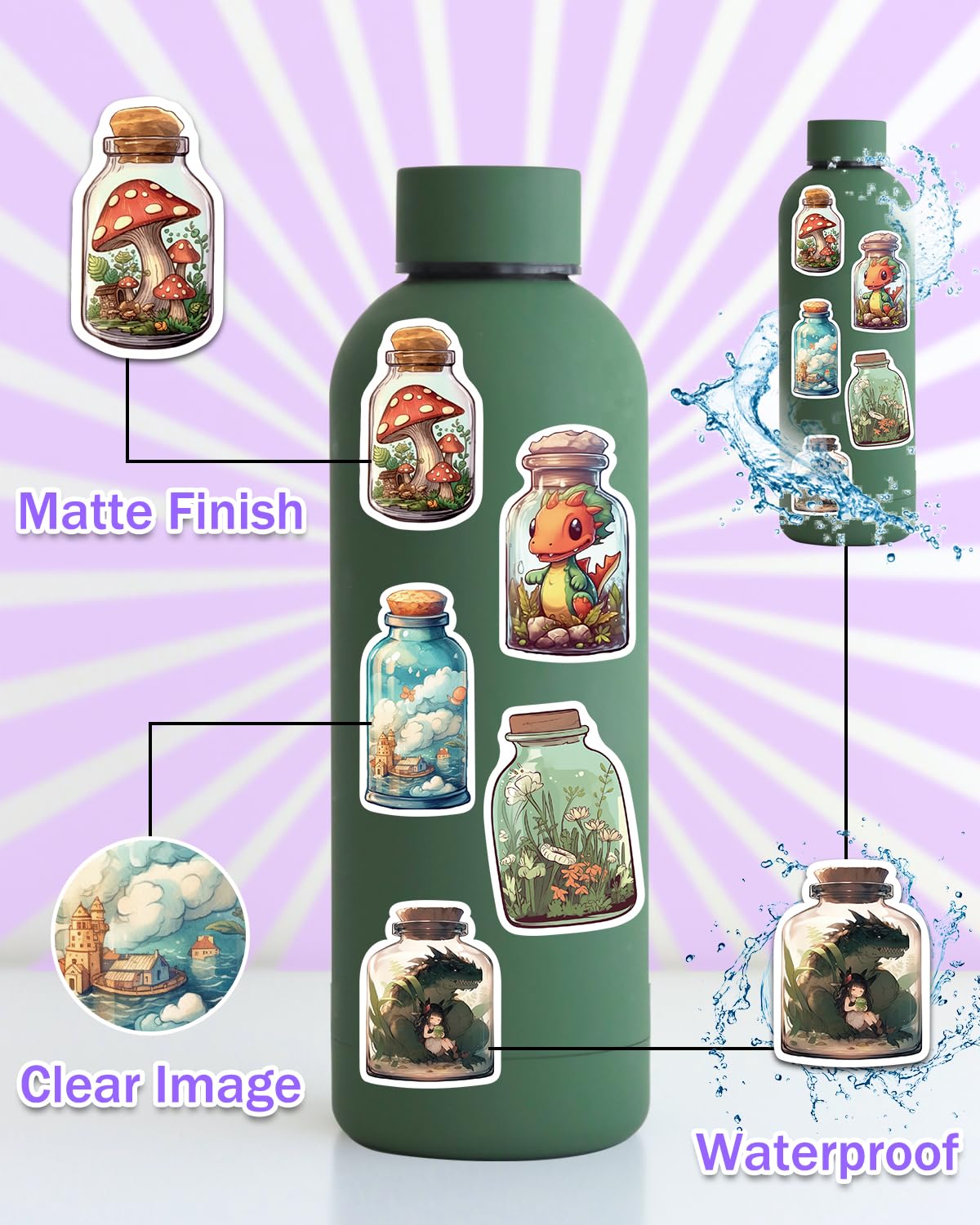 Aowdiao 100 Pcs Aesthetic Stickers Cute Vinyl Stickers Pack For Water Bottles Laptop Phone
