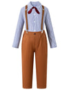 Okbebe Boys Pioneer Costume Kids Colonial Villager Costume (Blue,6-8Y)