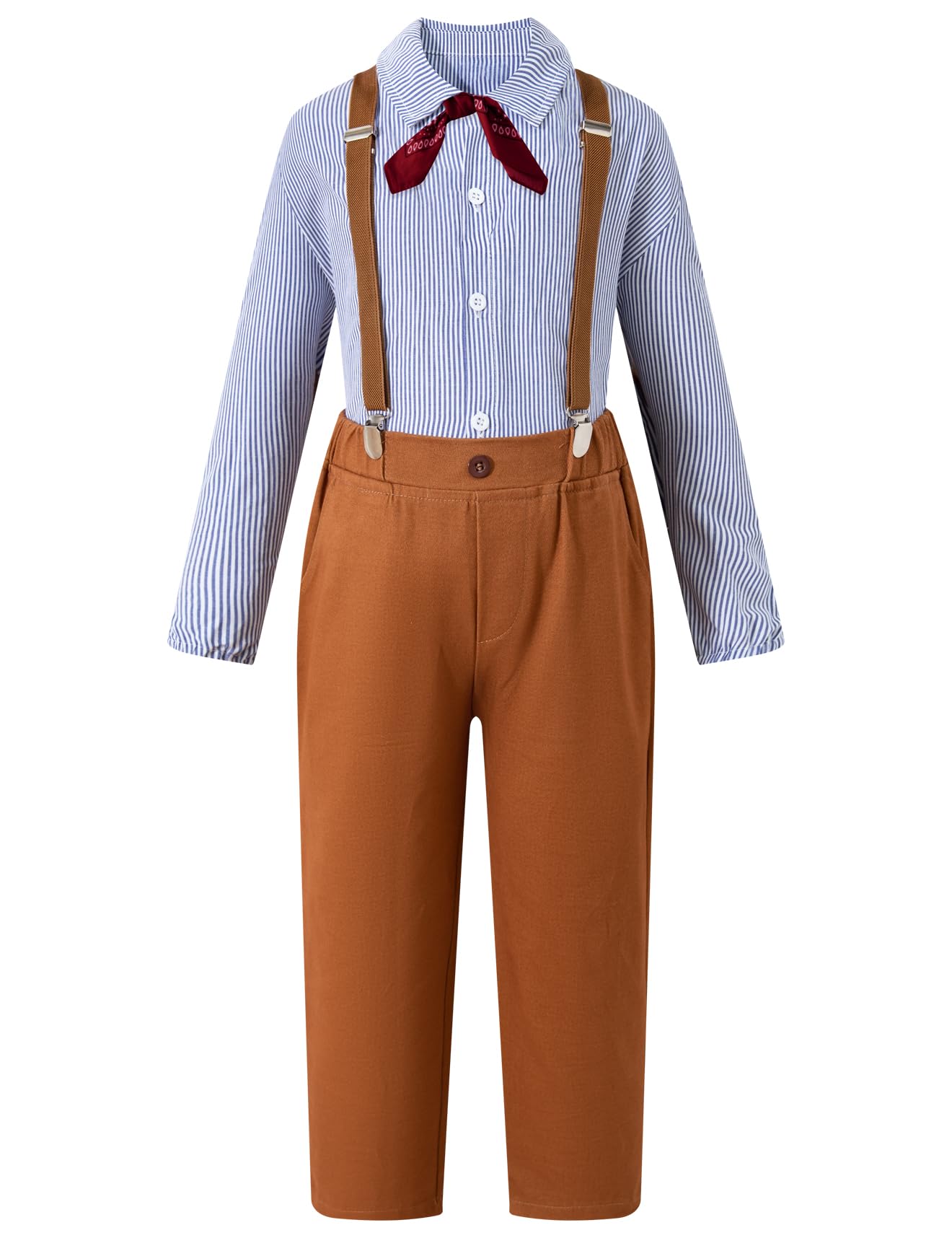 Okbebe Boys Pioneer Costume Kids Colonial Villager Costume (Blue,10-12Y)