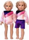 Little Gymnast - 2 Piece Outfit - Pink And Purple Gymnastic Leotard With Shorts - 18 Inch Doll Clothes (Dolls Not Included)