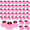 Sosation 48 Pack Mini Rubber Ducks With Sunglasses Sets Squeaky Bath Toys Float Bathtub Duckies For Little One Birthday Party Favors Class Carnival Prizes Car Decor(Pink)
