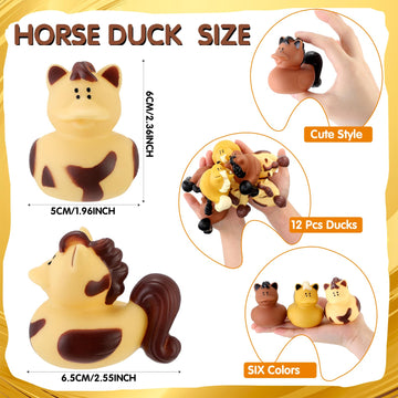 Hungdao 12 Pcs Horse Rubber Duck 2.36 Inch Bucking Bronco Ducks Pool Float Bath Decor Gift for Horse Racing Festival Boys and Gi