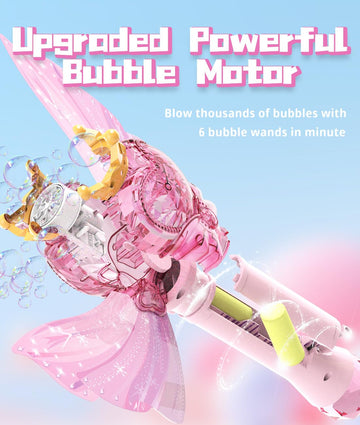 Bubble Wand For Kids Girls - Automatic Bubble Machine With Led Light Music, Include 2 Bubble Solutions, Outdoor Party Easter Bir