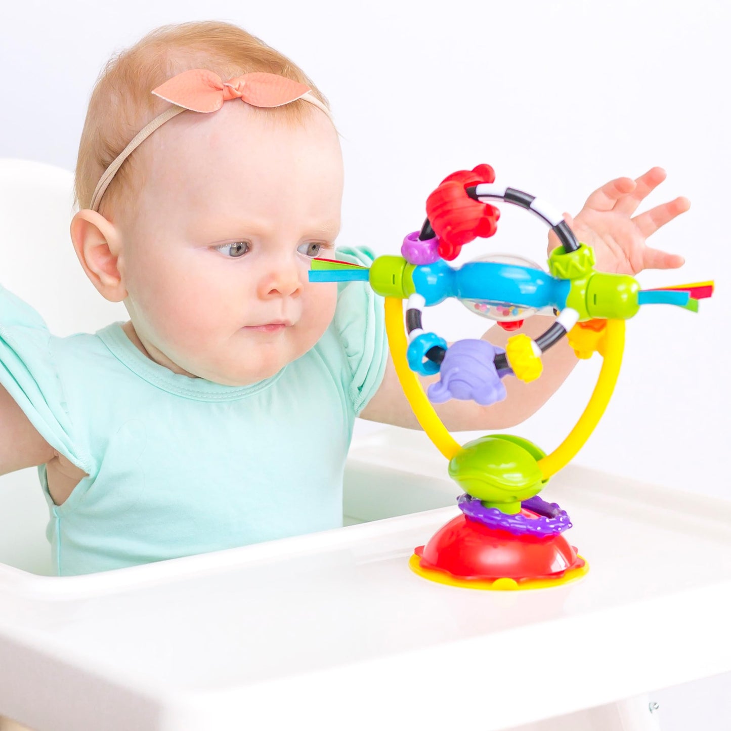 Playgro Baby High Chair Spinning Toy With Rattle And Suction Cup - Fun Developmental Toys For 6+ Months - Teething Relief And Se