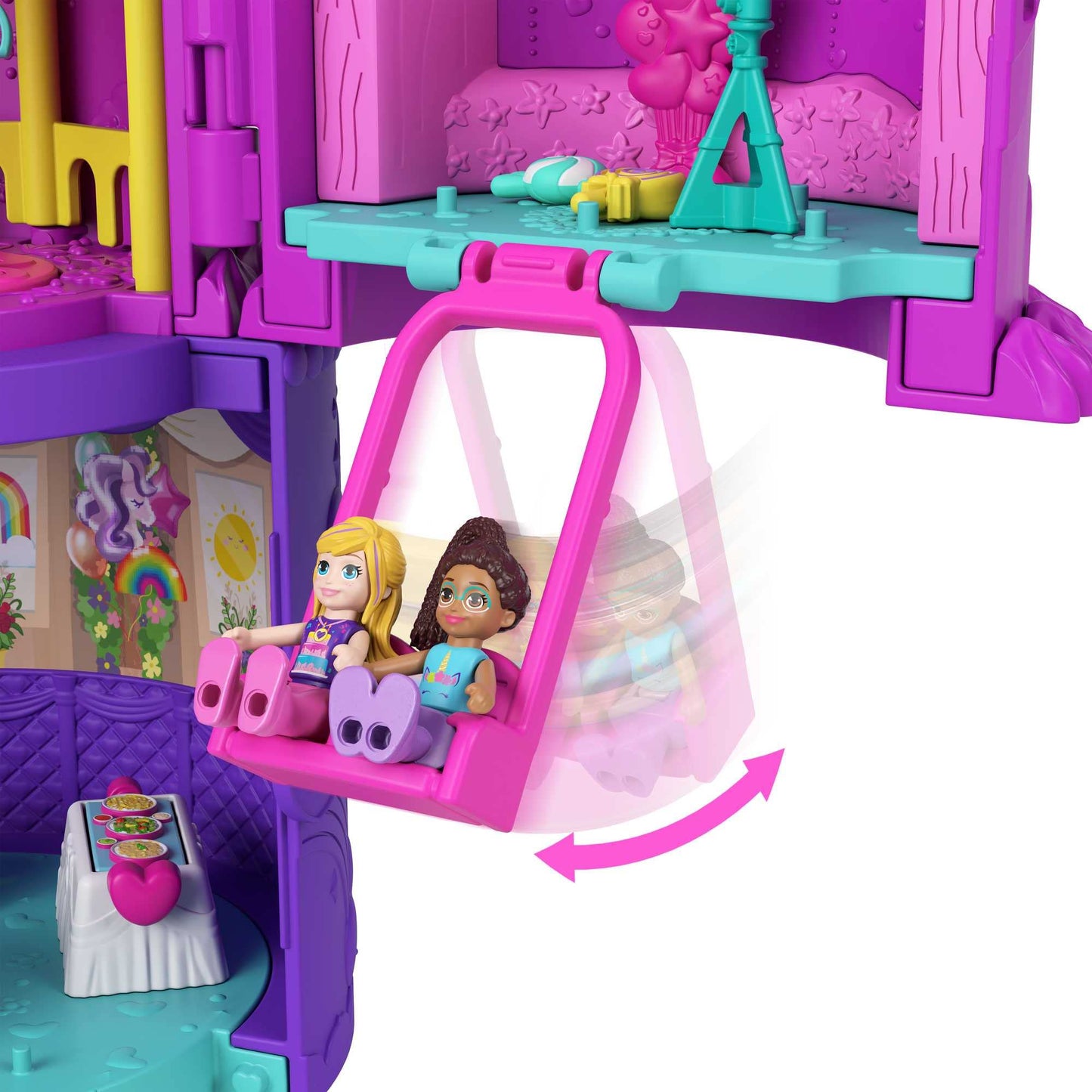 Polly Pocket 2-in-1 Unicorn Toy Playset, Spin 'N Surprise with Micro Dolls & 25 Accessories, Multicolor, Model HHJ11