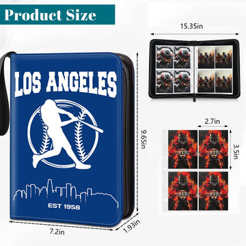 Baseball Card Binder Los Angeles Trading Card Holder Protectors 4 Pocket Fits 400 Cards with 50 Removable Sleevesves Card Storage Album Folder Case Collector