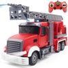 QuirkyGlee 9 CH Remote Control Fire Truck, Rc Fire Truck Toy, Fire Truck with Lights Working Water Pump and Rotating Rescue Ladd